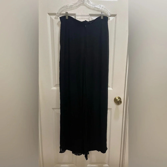CACHE Cocktail Party High Multi-Split Leg Chiffon Overlay Black Pants Size 14 - Picture 1 of 11